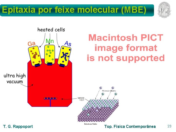 Epitaxia por feixe molecular (MBE) T. G. Rappoport Top. Física Contemporânea 23 