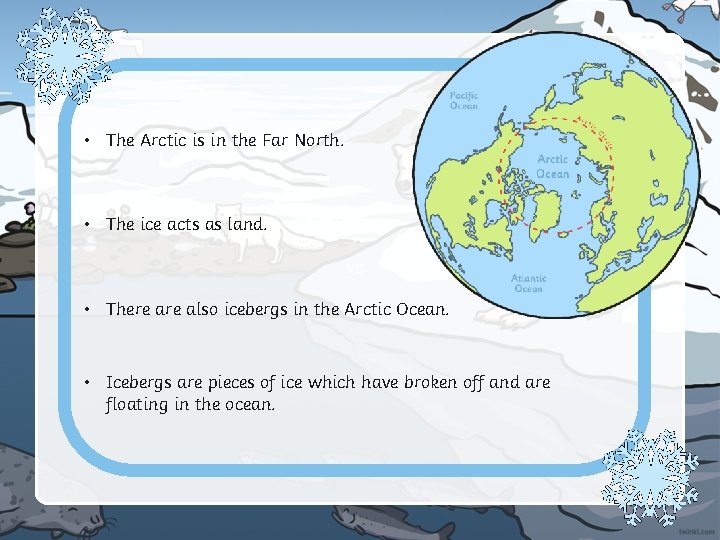  • The Arctic is in the Far North. • The ice acts as