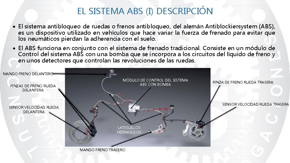 EL SISTEMA ABS (I) DESCRIPCIÓN · El sistema antibloqueo de ruedas o frenos antibloqueo,
