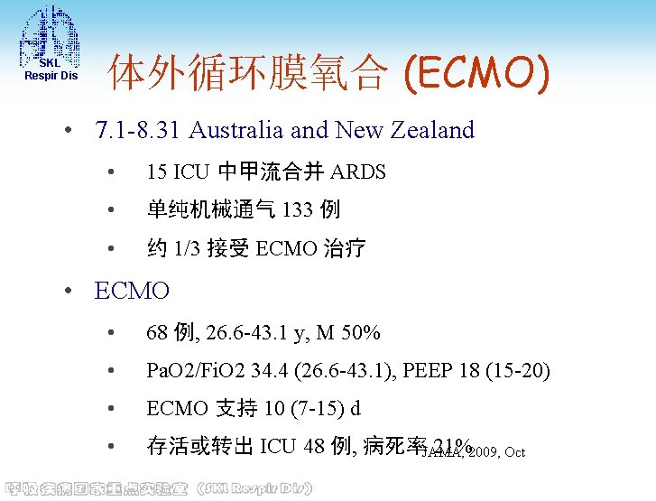 SKL Respir Dis 体外循环膜氧合 (ECMO) • 7. 1 -8. 31 Australia and New Zealand