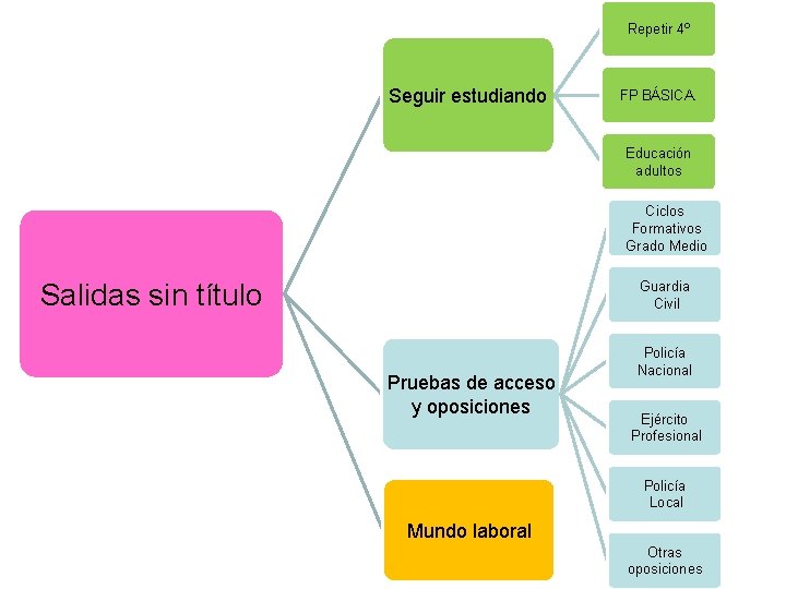 Repetir 4º Seguir estudiando FP BÁSICA. Educación adultos Ciclos Formativos Grado Medio Salidas sin