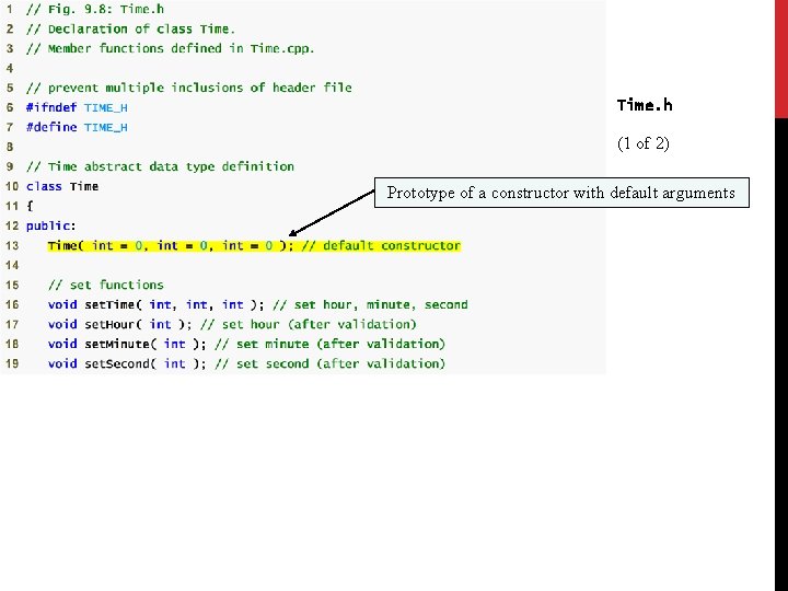 Time. h (1 of 2) Prototype of a constructor with default arguments 