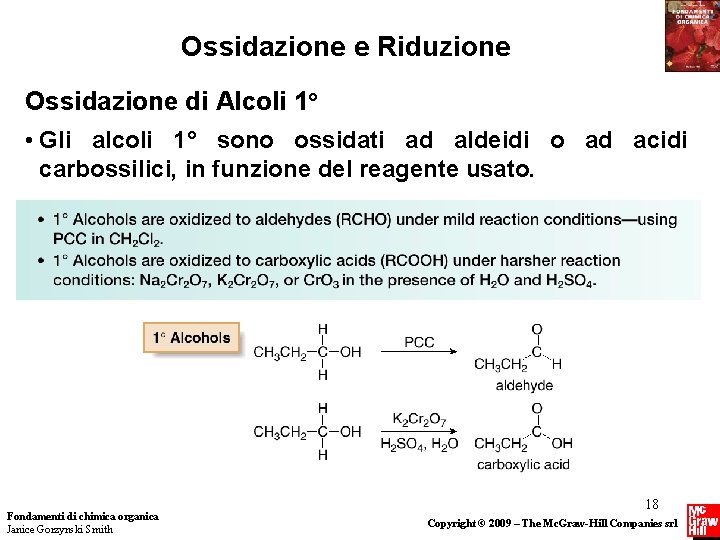 Ossidazione e Riduzione Ossidazione di Alcoli 1° • Gli alcoli 1° sono ossidati ad