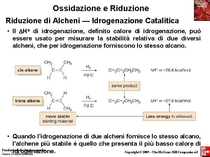 Ossidazione e Riduzione di Alcheni — Idrogenazione Catalitica • Il Ho di idrogenazione, definito