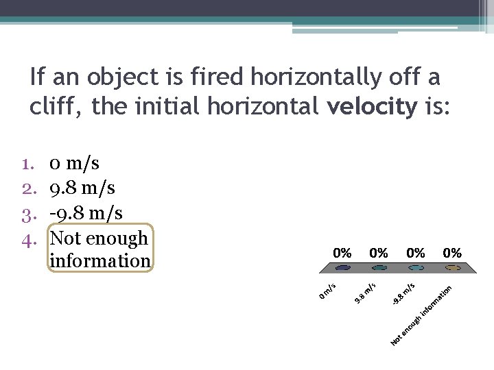 If an object is fired horizontally off a cliff, the initial horizontal velocity is: