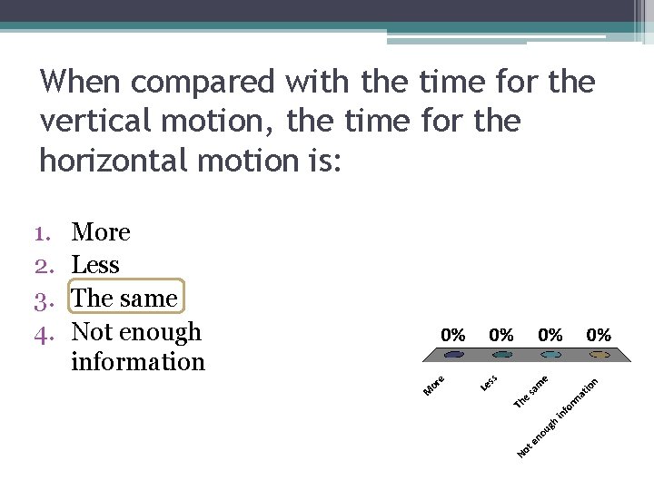 When compared with the time for the vertical motion, the time for the horizontal