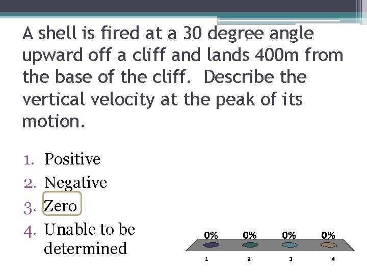 A shell is fired at a 30 degree angle upward off a cliff and