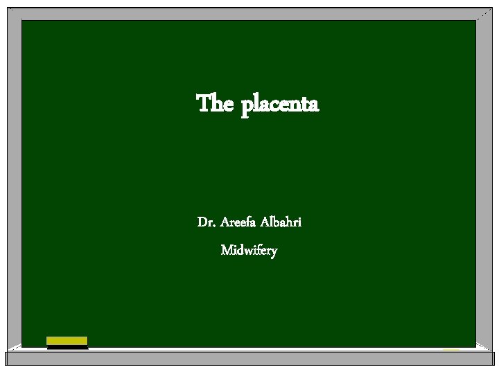 The placenta Dr. Areefa Albahri Midwifery 