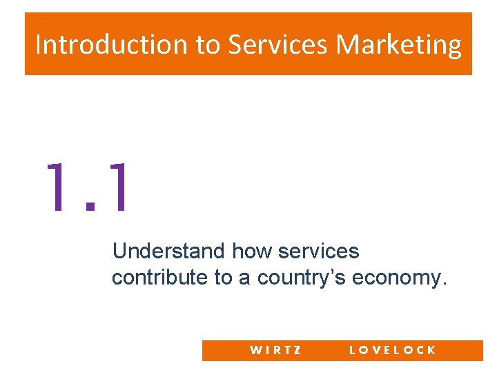 Introduction to Services Marketing 1. 1 Understand how services contribute to a country’s economy.