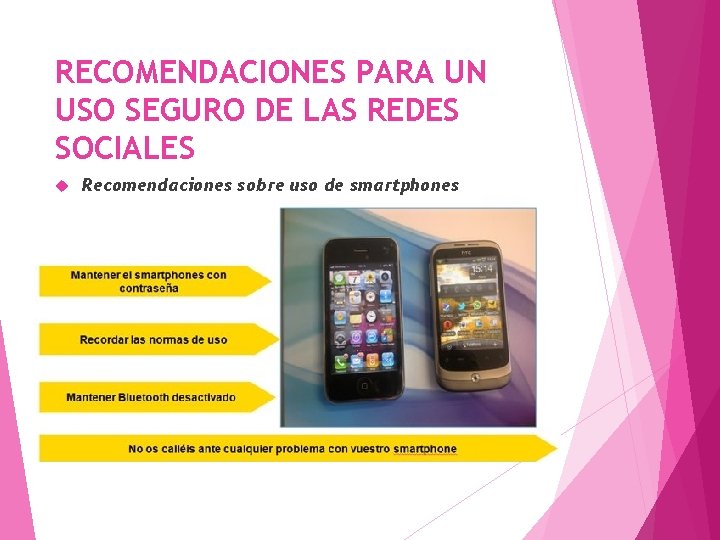 RECOMENDACIONES PARA UN USO SEGURO DE LAS REDES SOCIALES Recomendaciones sobre uso de smartphones