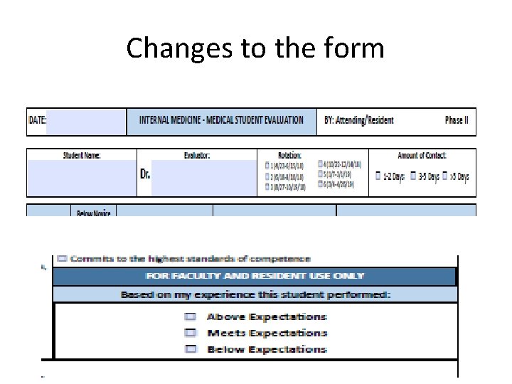 Changes to the form 