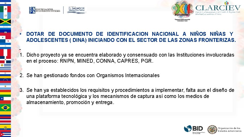  • DOTAR DE DOCUMENTO DE IDENTIFICACION NACIONAL A NIÑOS NIÑAS Y ADOLESCENTES (