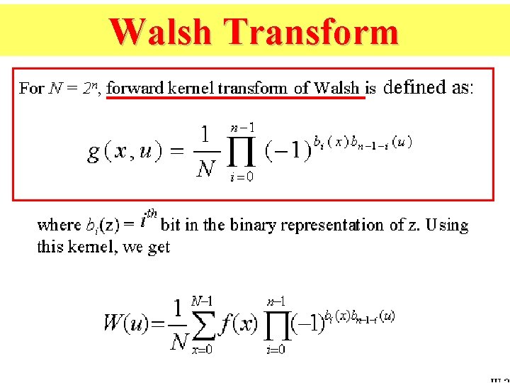 Walsh Transform 