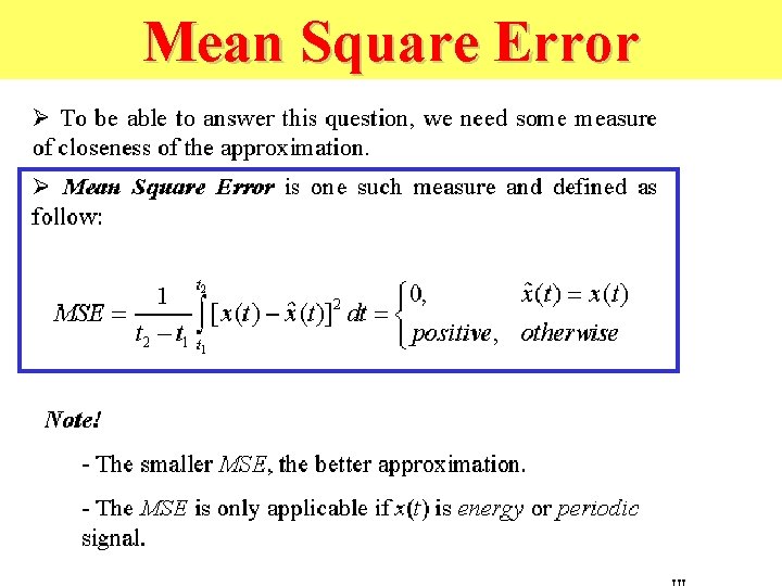 Mean Square Error 