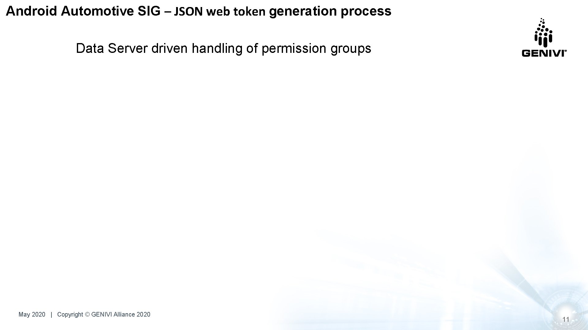 Android Automotive SIG – JSON web token generation process Data Server driven handling of