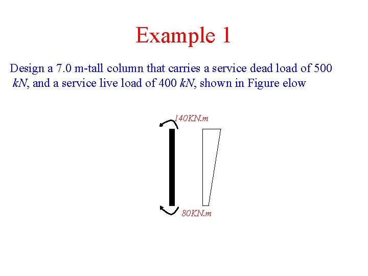 Example 1 Design a 7. 0 m-tall column that carries a service dead load