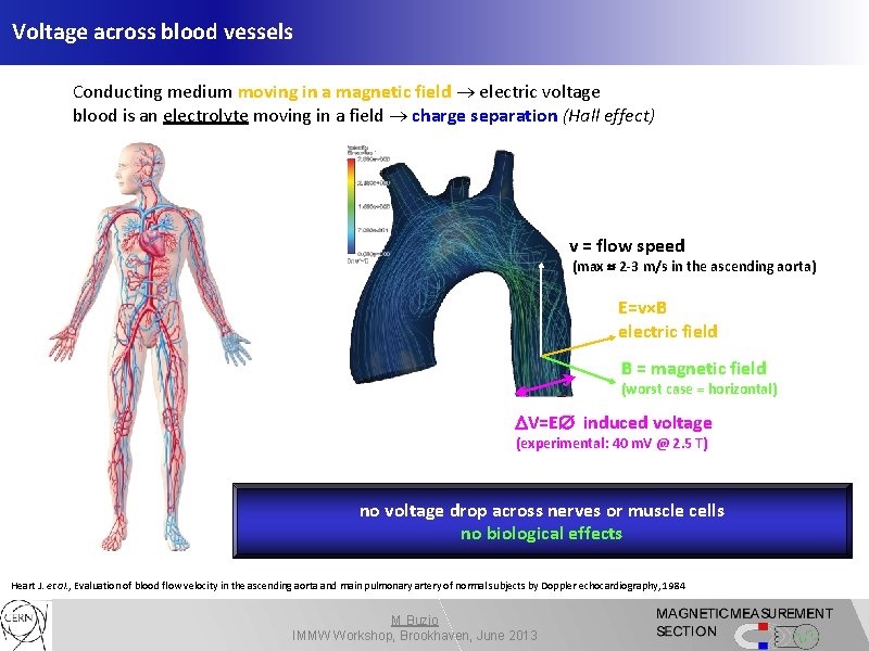 Voltage across blood vessels Conducting medium moving in a magnetic field electric voltage blood