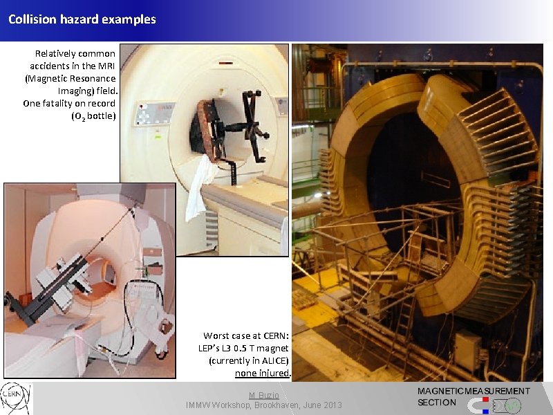 Collision hazard examples Relatively common accidents in the MRI (Magnetic Resonance Imaging) field. One