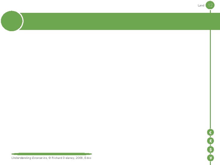 Land 12 € £ $ Understanding Economics, © Richard Delaney, 2008, Edco ¥ 