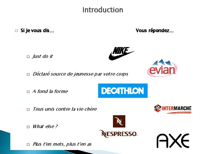 Introduction � Si je vous dis… � Just do it � Déclaré source de