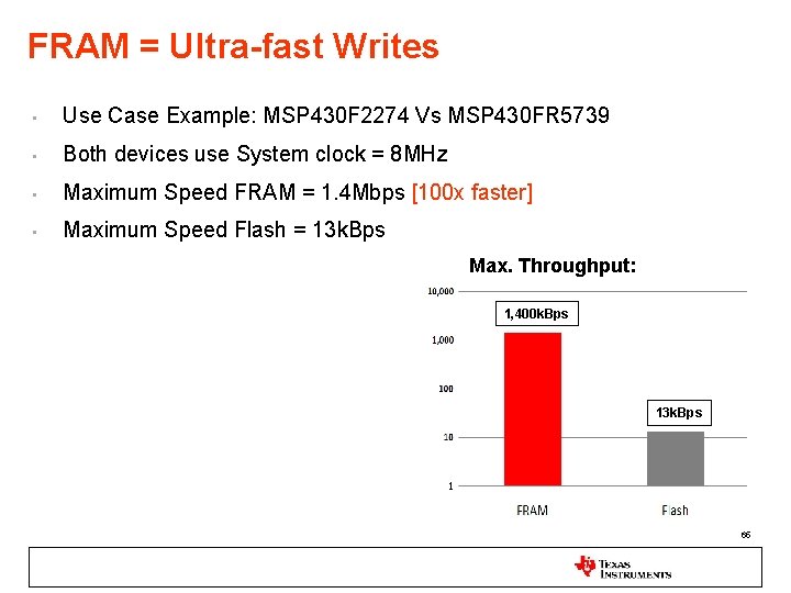 FRAM = Ultra-fast Writes • Use Case Example: MSP 430 F 2274 Vs MSP