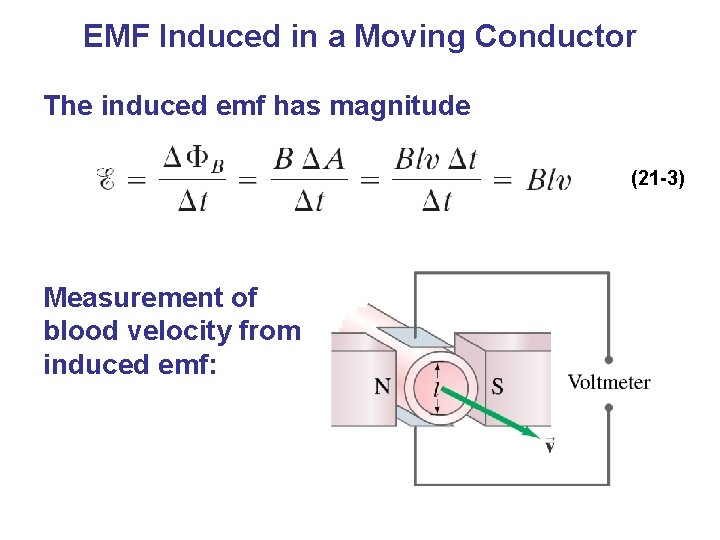 EMF Induced in a Moving Conductor The induced emf has magnitude (21 -3) Measurement