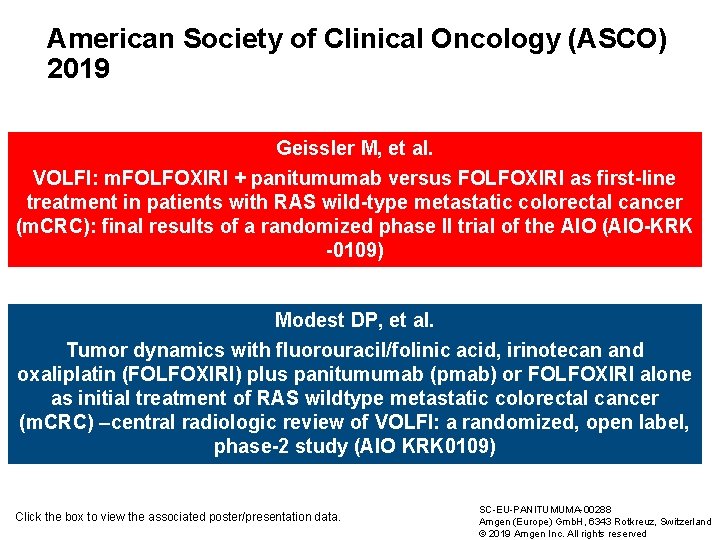 American Society of Clinical Oncology (ASCO) 2019 Geissler M, et al. VOLFI: m. FOLFOXIRI