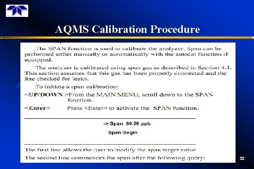 AQMS Calibration Procedure 32 