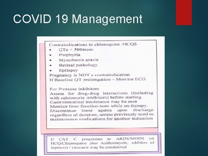COVID 19 Management 