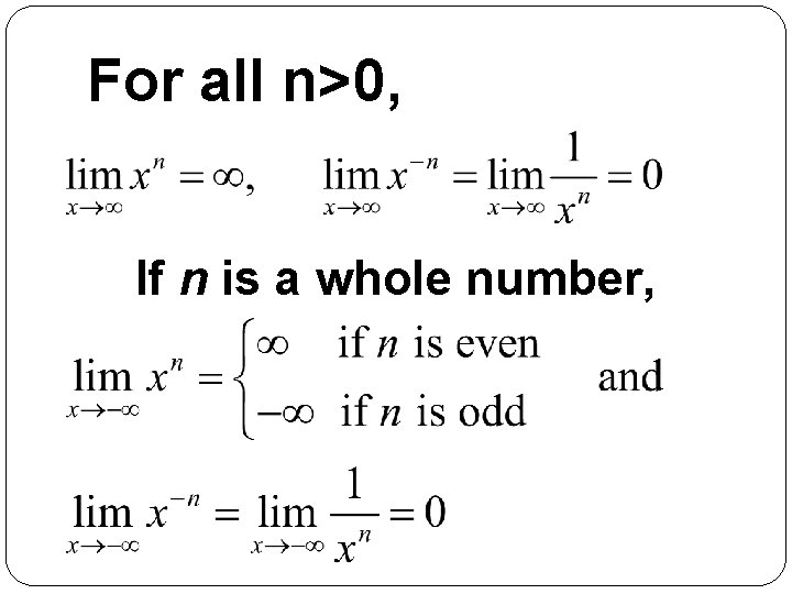 For all n>0, If n is a whole number, 