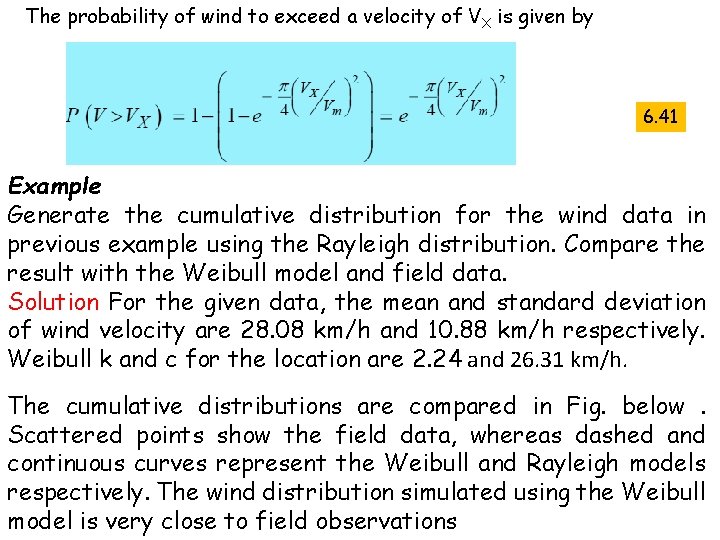 The probability of wind to exceed a velocity of VX is given by 6.