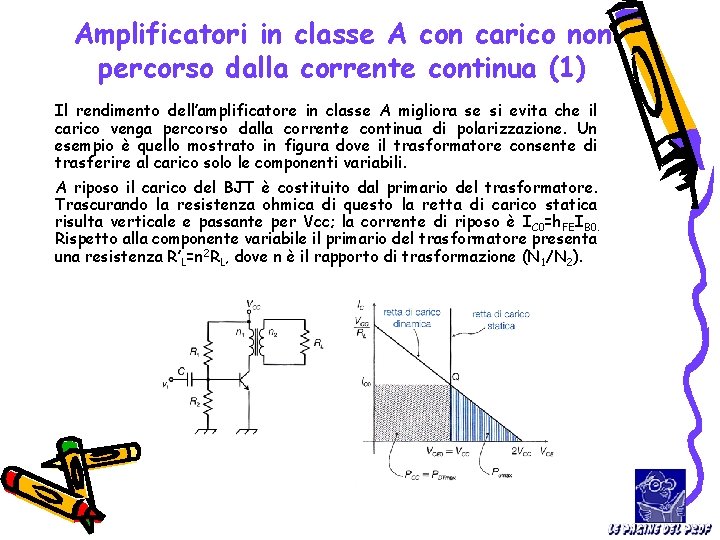 Amplificatori in classe A con carico non percorso dalla corrente continua (1) Il rendimento