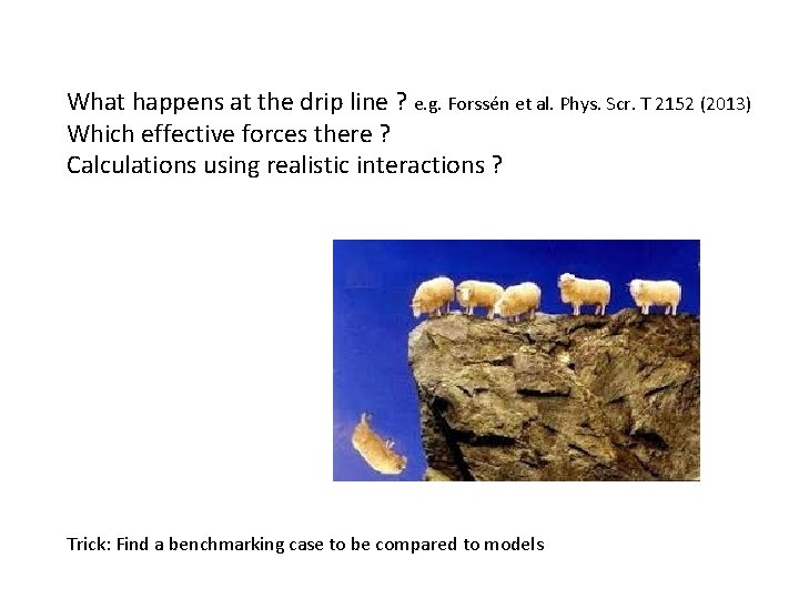 What happens at the drip line ? e. g. Forssén et al. Phys. Scr.