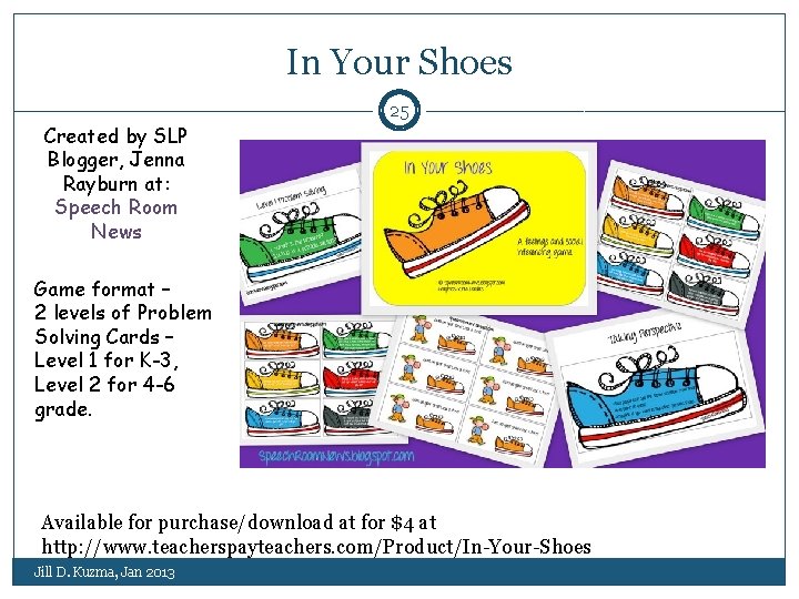 In Your Shoes 25 Created by SLP Blogger, Jenna Rayburn at: Speech Room News