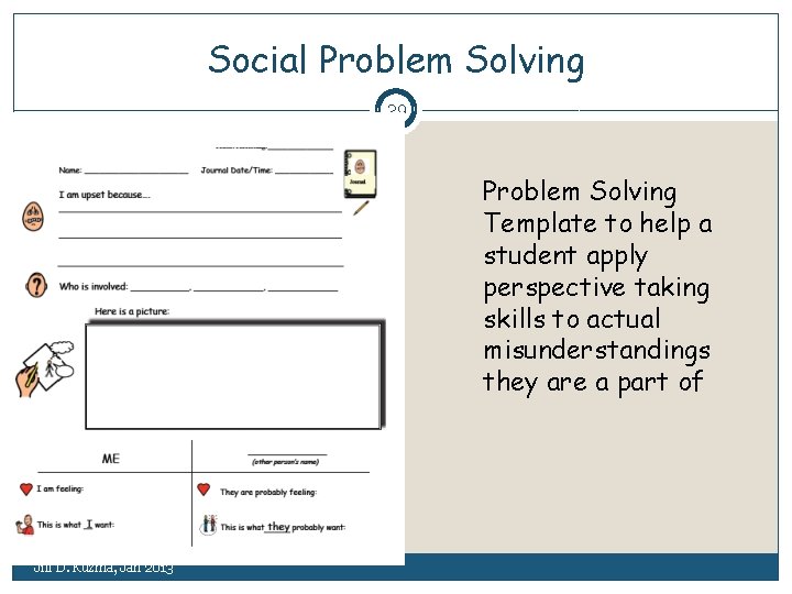 Social Problem Solving 29 Problem Solving Template to help a student apply perspective taking