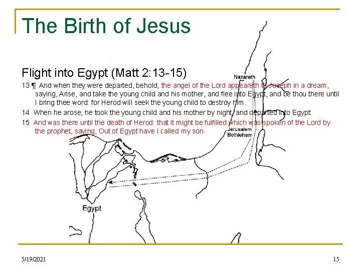 The Birth of Jesus Flight into Egypt (Matt 2: 13 -15) 13 ¶ And