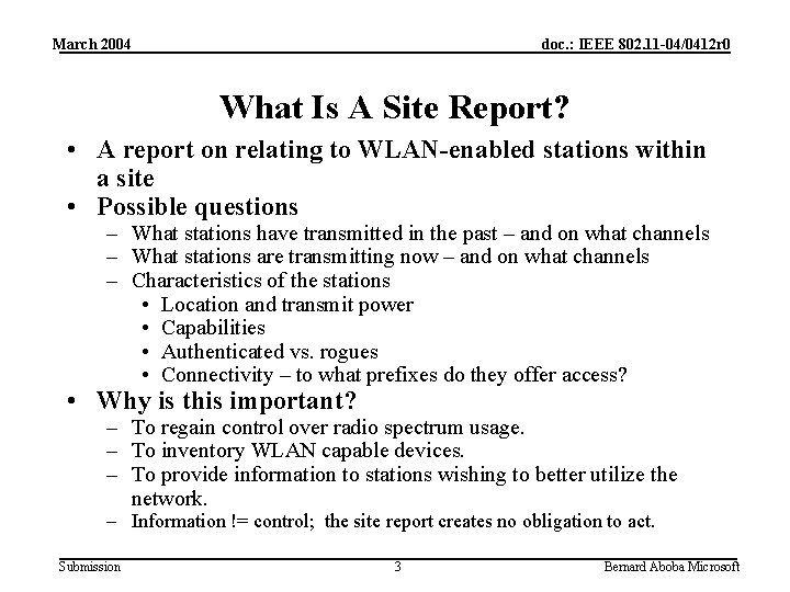 March 2004 doc. : IEEE 802. 11 -04/0412 r 0 What Is A Site