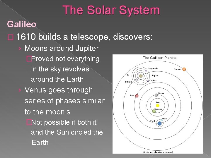 The Solar System Galileo � 1610 builds a telescope, discovers: › Moons around Jupiter The Solar System Galileo � 1610 builds a telescope, discovers: › Moons around Jupiter