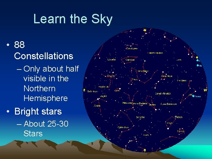 Learn the Sky • 88 Constellations – Only about half visible in the Northern