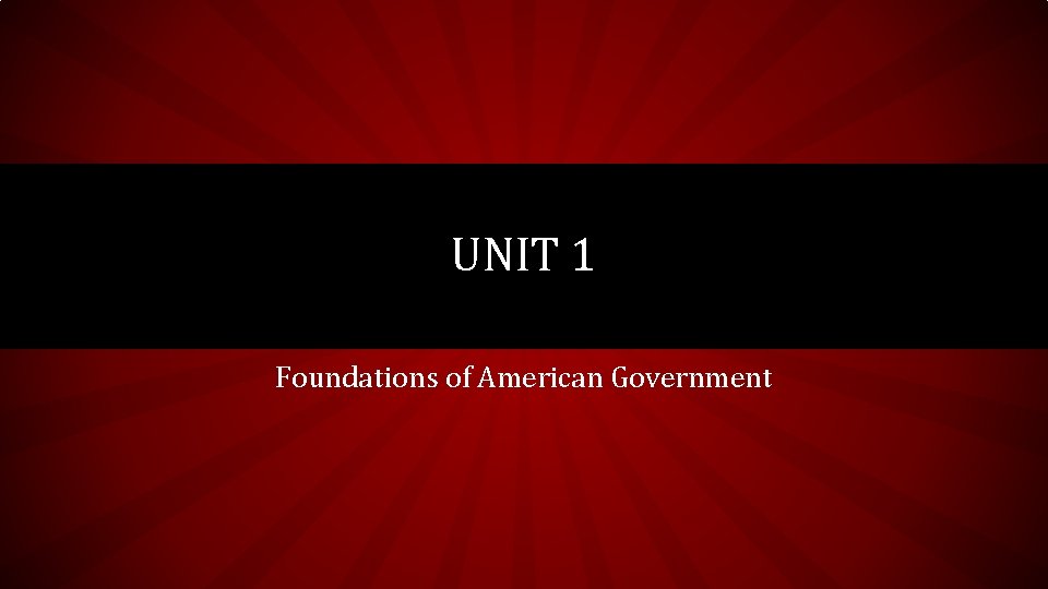 UNIT 1 Foundations of American Government 