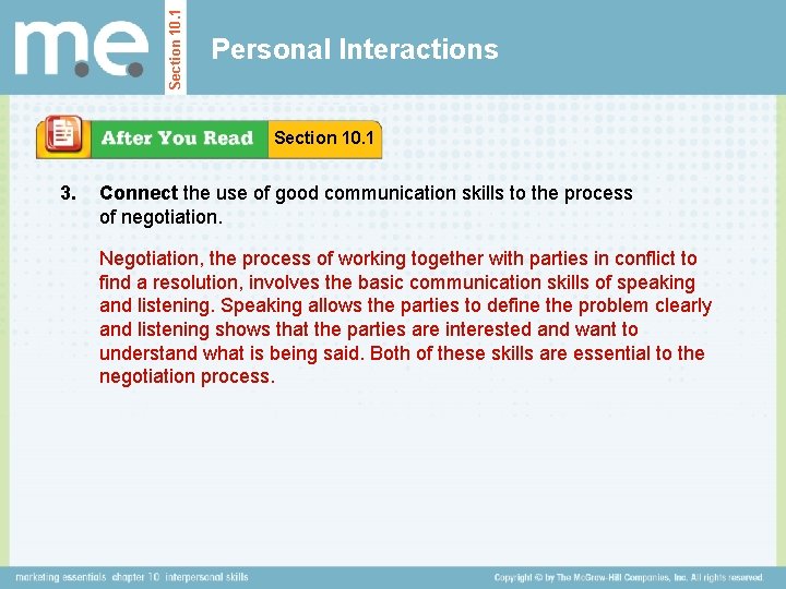 Section 10. 1 Personal Interactions Section 10. 1 3. Connect the use of good