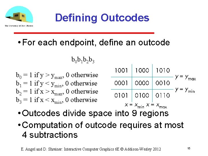 Defining Outcodes • For each endpoint, define an outcode b 0 b 1 b