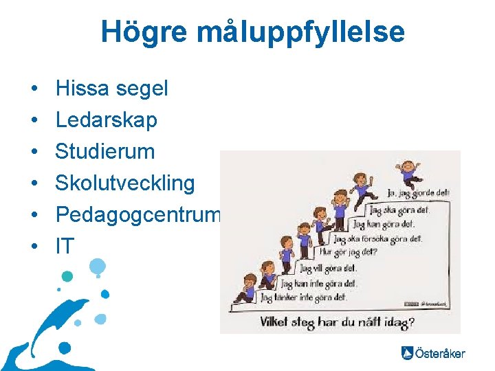 Högre måluppfyllelse • • • Hissa segel Ledarskap Studierum Skolutveckling Pedagogcentrum IT 