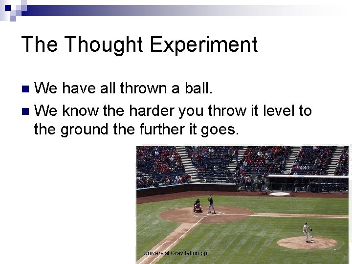 The Thought Experiment We have all thrown a ball. n We know the harder The Thought Experiment We have all thrown a ball. n We know the harder