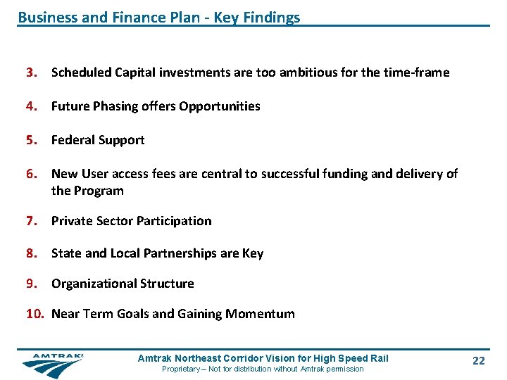 Business and Finance Plan - Key Findings 3. Scheduled Capital investments are too ambitious