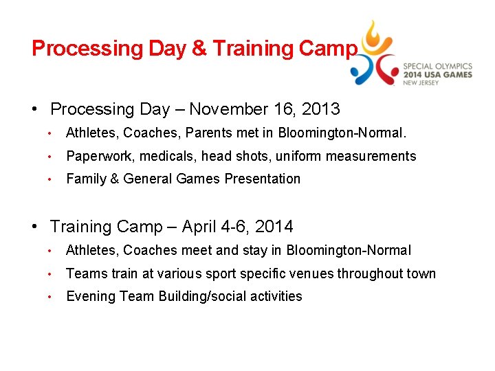 Processing Day & Training Camp • Processing Day – November 16, 2013 • Athletes, Processing Day & Training Camp • Processing Day – November 16, 2013 • Athletes,
