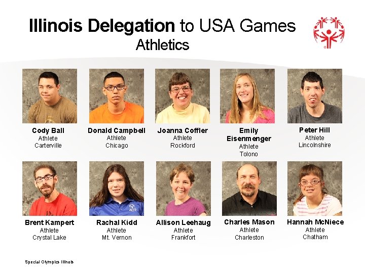 Illinois Delegation to USA Games Athletics Donald Campbell Joanna Coffler Athlete Carterville Athlete Chicago