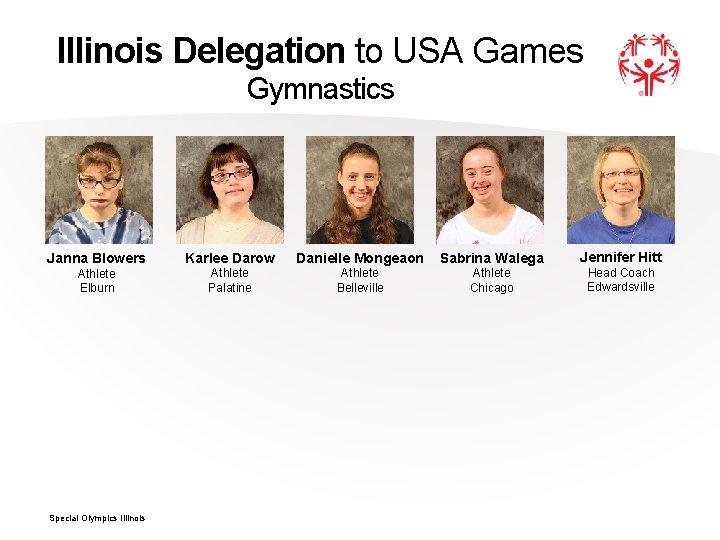 Illinois Delegation to USA Games Gymnastics Janna Blowers Karlee Darow Danielle Mongeaon Sabrina Walega