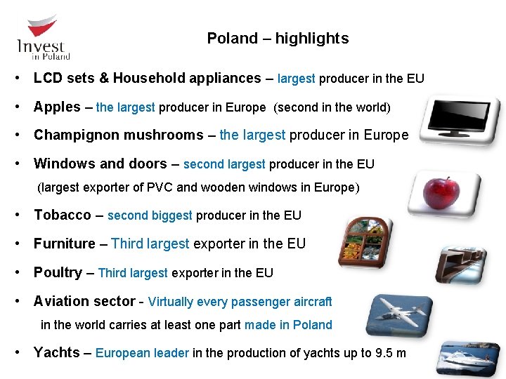 Poland – highlights • LCD sets & Household appliances – largest producer in the Poland – highlights • LCD sets & Household appliances – largest producer in the