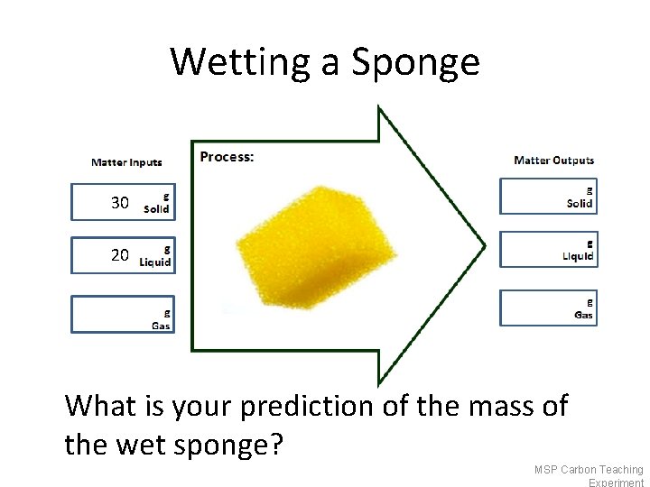 Wetting a Sponge 30 20 What is your prediction of the mass of the